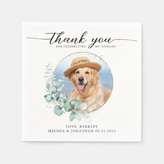 ボホエレガントシックカスタムフォトペットドッグ結婚ズ スタンダードカクテルナプキン (正面)