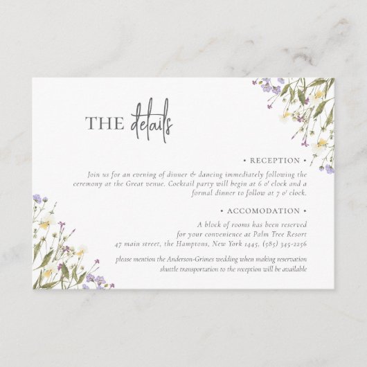 ボホエレガントシック山花の結婚宿泊施設 エンクロージャーカード (正面)