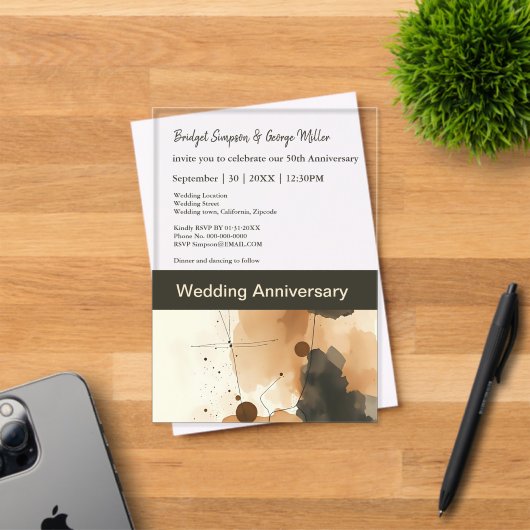 ボホエレガントシック抽象芸術結婚ズ記念日 アクリル招待状 (インサイチュ (招待状))
