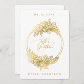 ボホエレガントシック白金ゴールドフラワーシック結婚ズ 招待状 (正面/裏面)