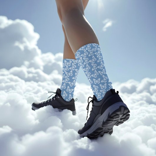 ボホエレガントシックgroomsmenバタフライパウダーブルー ソックス