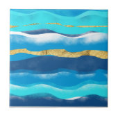 ボホエレガントスタイリッシュ海波青金箔 タイル (正面)