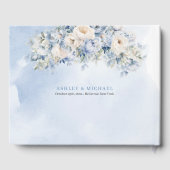 ボホエレガントダスティブルーとアイボリーの花結婚の数 ゲストブック (裏面)