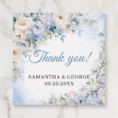 ボホエレガントダスティブルーとアイボリーの花結婚の数 フェイバータグ (裏面)