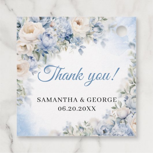 ボホエレガントダスティブルーとアイボリーの花結婚の数 フェイバータグ (裏面)