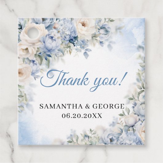 ボホエレガントダスティブルーとアイボリーの花結婚の数 フェイバータグ (正面)