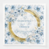 ボホエレガントダスティブルーパステル金ゴールド結婚ズナプキン (正面)