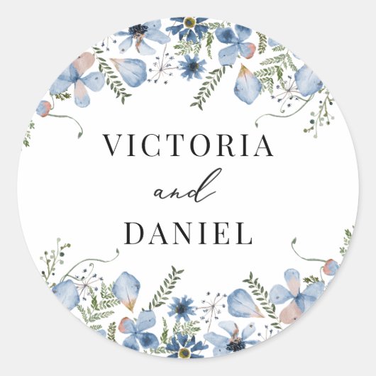 ボホエレガントダスティブルー結婚式の引き出物 ラウンドシール (正面)