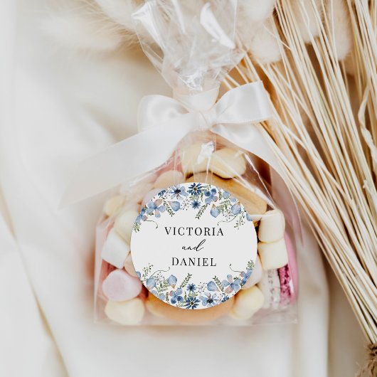 ボホエレガントダスティブルー結婚式の引き出物 ラウンドシール