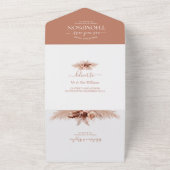 ボホエレガントテラコッタパンパスQRコード結婚ズ オールインワン招待状 (外側)