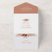 ボホエレガントテラコッタパンパ結婚ス オールインワン招待状 (外側)
