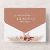 ボホエレガントテラコッタパンパ結婚ス オールインワン招待状 (裏面)