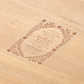 ボホエレガントテラコッタフローラ結婚ズ アクリル招待状 (レイダウン)