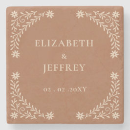 ボホエレガントテラコッタフローラ結婚ズ ストーンコースター