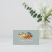 ボホエレガントテラコッタブルーウォーターカラーフェザー 名刺 (スタンド正面)