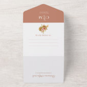 ボホエレガントテラコッタモノグラムQRコード結婚ズ オールインワン招待状 (外側)