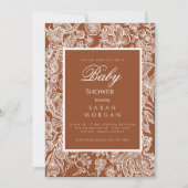 ボホエレガントテラコッタラインアートワイルドフラワー 招待状 (正面)