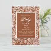 ボホエレガントテラコッタラインアートワイルドフラワー 招待状 (スタンド正面)