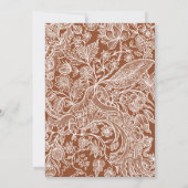 ボホエレガントテラコッタラインアートワイルドフラワー 招待状 (裏面)