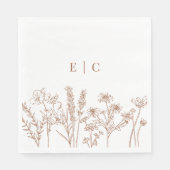 ボホエレガントテラコッタワイルドフラワーイニシャル結婚ズ スタンダードランチョンナプキン (正面)