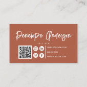 ボホエレガントテラコッタ焼きオレンジQRコードシック 名刺 (裏面)