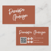 ボホエレガントテラコッタ焼きオレンジQRコードシック 名刺 (正面/裏面)