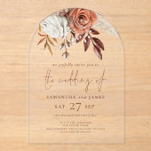 ボホエレガントテ素朴ラコッタ花模様結婚ズ アクリル招待状 (正面)