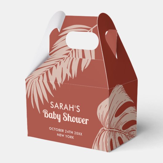 ボホエレガントトロピカル離れの赤ちゃんシャワー フェイバーボックス (正面サイド)