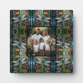 ボホエレガントドラゴンフライフローラ染色ガラス写真 フォトプラーク (正面)