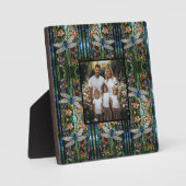 ボホエレガントドラゴンフライフローラ染色ガラス写真 フォトプラーク (正面)