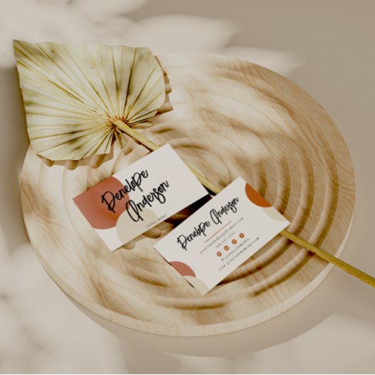 ボホエレガントニュートラルシックテラコッタモダンユニーク 名刺