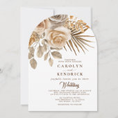 ボホエレガントニュートラルフローラアクセント結婚アーチ 招待状 (正面)