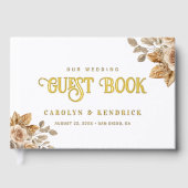 ボホエレガントニュートラルフローラアクセント結婚ズ金ゴールド ゲストブック (正面)