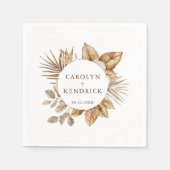 ボホエレガントニュートラルフローラアクセント結婚ズ スタンダードカクテルナプキン (正面)