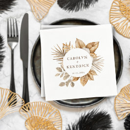 ボホエレガントニュートラルフローラアクセント結婚ズ スタンダードカクテルナプキン