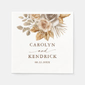 ボホエレガントニュートラルフローラアクセント結婚ズ スタンダードカクテルナプキン (正面)