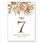 ボホエレガントニュートラルフローラアクセント結婚ズ テーブルナンバー (正面)
