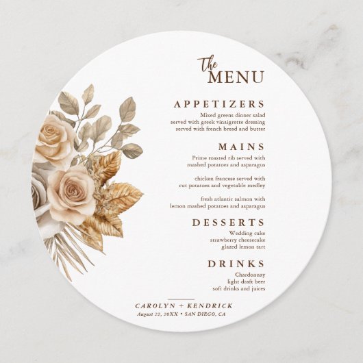 ボホエレガントニュートラルフローラアクセント結婚ズ メニュー (正面)