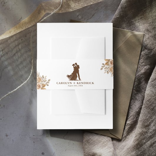 ボホエレガントニュートラルフローラアクセント結婚ズ 招待状ベリーバンド