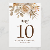 ボホエレガントニュートラルフローラ結婚のテーブル番号 (正面)