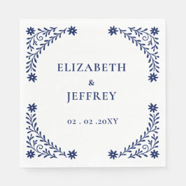 ボホエレガントネイビーフローラ結婚ズ スタンダードランチョンナプキン