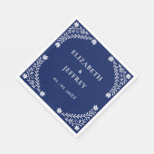 ボホエレガントネイビーフローラ結婚ズ スタンダードランチョンナプキン (角)