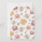 ボホエレガントバニーラブウォーターカラーフローラ結婚ズ 招待状 (裏面)