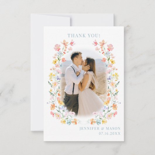 ボホエレガントパステルフローラ結婚リースの写真 サンキューカード (正面)