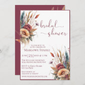 ボホエレガントパンパスグラスブライダルシャワー 招待状 (正面/裏面)