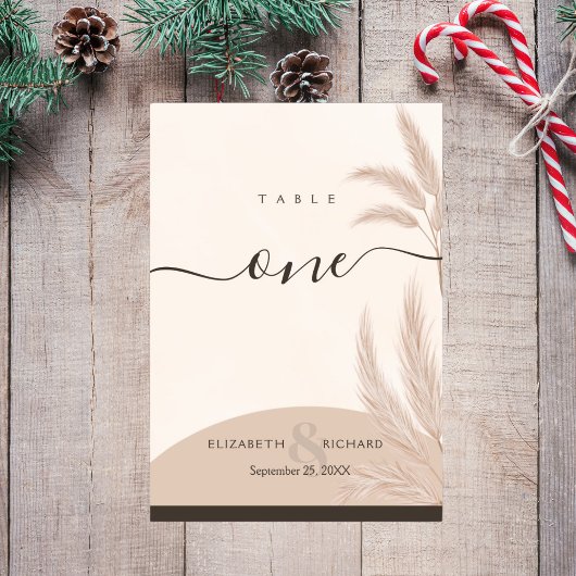 ボホエレガントパンパスグラスモダンズ結婚ス テーブルナンバー