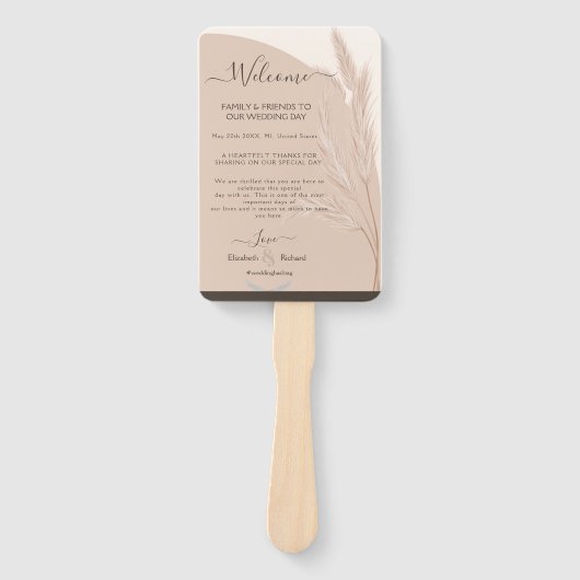 ボホエレガントパンパスグラスモダンズ結婚ス ハンドファン (正面)