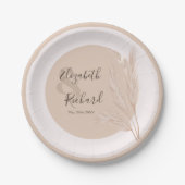 ボホエレガントパンパスグラスモダンズ結婚ス ペーパープレート (正面)