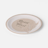 ボホエレガントパンパスグラスモダンズ結婚ス ペーパープレート (アングル)