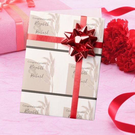 ボホエレガントパンパスグラスモダンズ結婚ス ラッピングペーパー